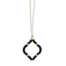 Load image into Gallery viewer, Black Wrapped Quatrefoil Necklace