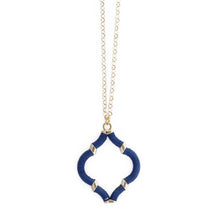 Load image into Gallery viewer, Navy Wrapped Quatrefoil Necklace