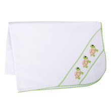 Load image into Gallery viewer, Pink and Green Turtle Smocked Baby Blanket