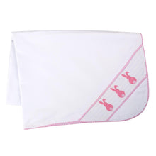 Load image into Gallery viewer, Pink Bunny Smocked Blanket