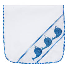 Load image into Gallery viewer, Blue Whale Smocked Burp Cloth
