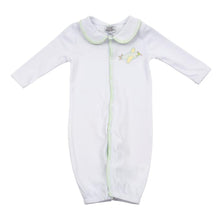 Load image into Gallery viewer, Baby onesie converted to a gown with bottom snaps