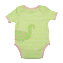 Load image into Gallery viewer, Back of alligator green baby onesie
