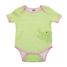 Load image into Gallery viewer, Front of alligator green baby onesie