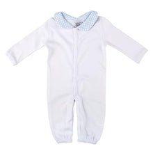 Load image into Gallery viewer, Blue Smocked Convertible Onesie 0-6 Months