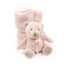 Load image into Gallery viewer, Pink Bear Plush Blanket
