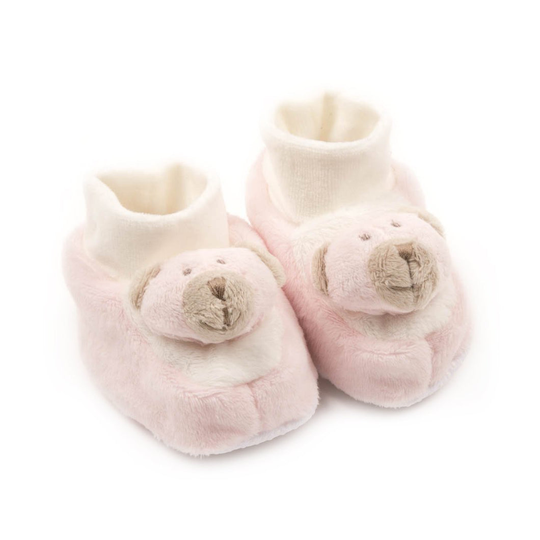 Pink Bear Plush Slippers 0-6 Months