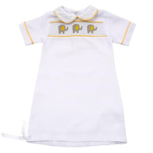 Load image into Gallery viewer, Yellow Elephant Smocked Day Gown 0-6 Months
