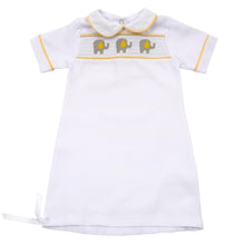 Load image into Gallery viewer, Yellow Elephant Smocked Day Gown 0-6 Months