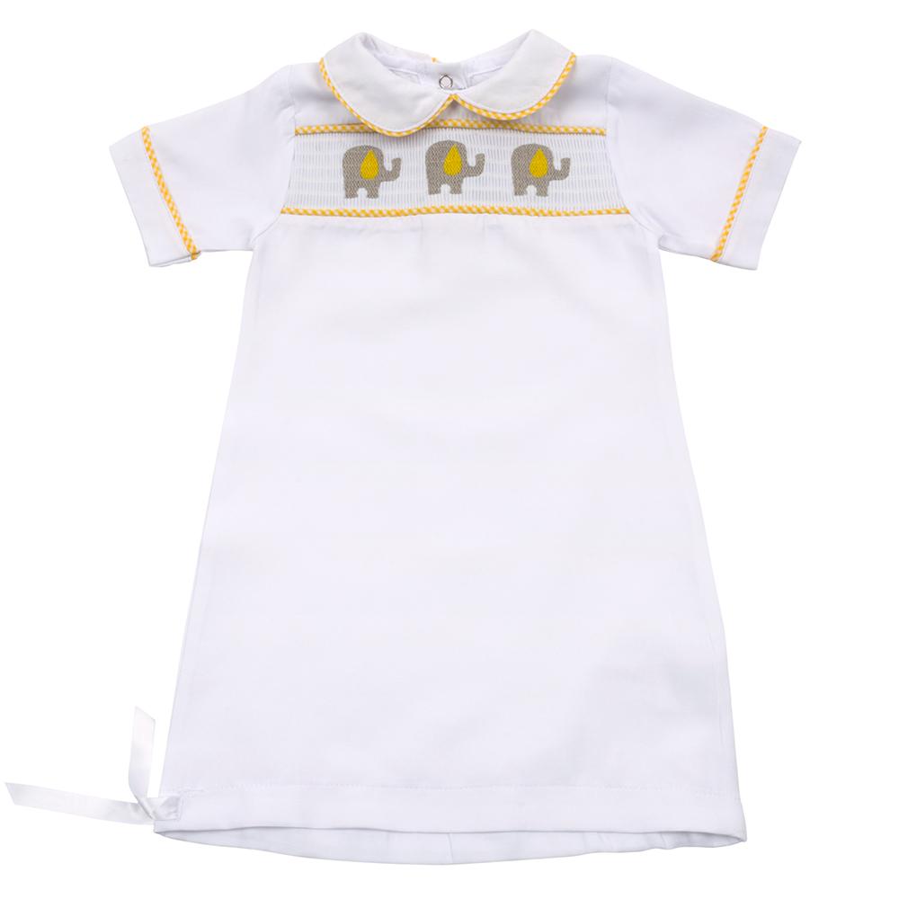 Yellow Elephant Smocked Day Gown 0-6 Months