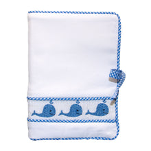 Load image into Gallery viewer, Front view of our Blue Whale Smocked Photo Album
