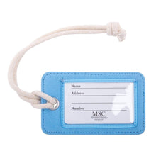 Load image into Gallery viewer, front side of light blue luggage tag