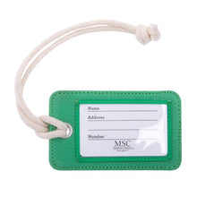 Load image into Gallery viewer, Front side of green luggage tag