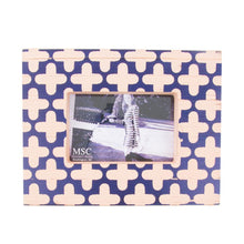 Load image into Gallery viewer, Front view of our Navy and Tan Clover Picture Frame
