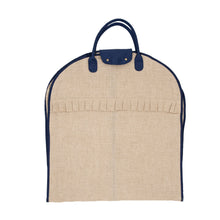 Load image into Gallery viewer, Linen Garment Bag with Navy Details