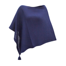Load image into Gallery viewer, Front view of our Navy Tassel Poncho