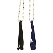 Load image into Gallery viewer, Models of pearl necklaces with leather tassel