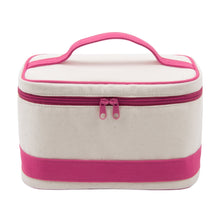 Load image into Gallery viewer, Natural color train case with pink accents