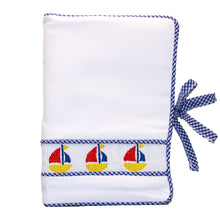 Load image into Gallery viewer, Front view of our Navy Boat Smocked Photo Album
