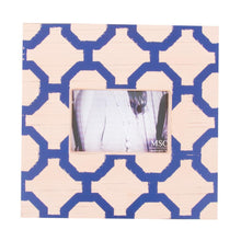 Load image into Gallery viewer, Front view of our Tan and Navy Trellis Picture Frame
