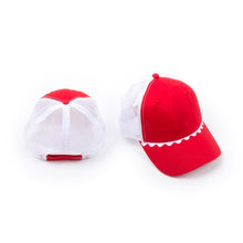 Load image into Gallery viewer, red hat with white ric rack