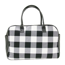 Load image into Gallery viewer, Front view of our Buffalo Check Duffle Bag
