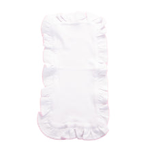 Load image into Gallery viewer, Top view of our Pink Ruffle Burp Cloth
