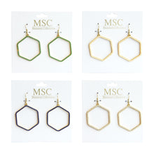 Load image into Gallery viewer, Front view of our Bead Hexagon Earrings

