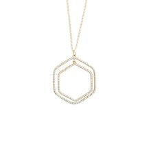 Load image into Gallery viewer, Front view of our Gray Bead Hexagon Necklace
