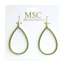 Load image into Gallery viewer, Front view of our Green Bead Teardrop Earring
