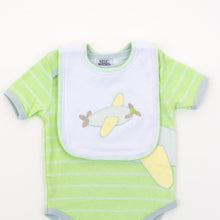 Load image into Gallery viewer, Lifestyle image of our Airplane Stitch Bib
