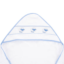 Load image into Gallery viewer, Blue Lamb Smocked Hooded Towel
