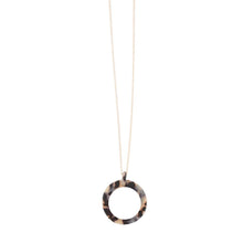 Load image into Gallery viewer, Front view of our Circle Frame Blonde Tortoise Shape Necklace
