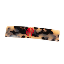 Load image into Gallery viewer, Monogrammed view of our Blonde Tortoise Long Hair Barrette
