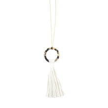 Load image into Gallery viewer, Front view of our White Blonde Tortoise Tassel Necklace
