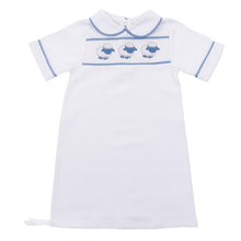 Load image into Gallery viewer, Blue Lamb Smocked Boy Day Gown
