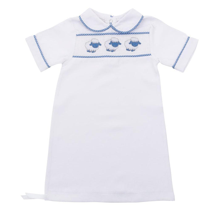 Blue Lamb Smocked Boy Day Gown