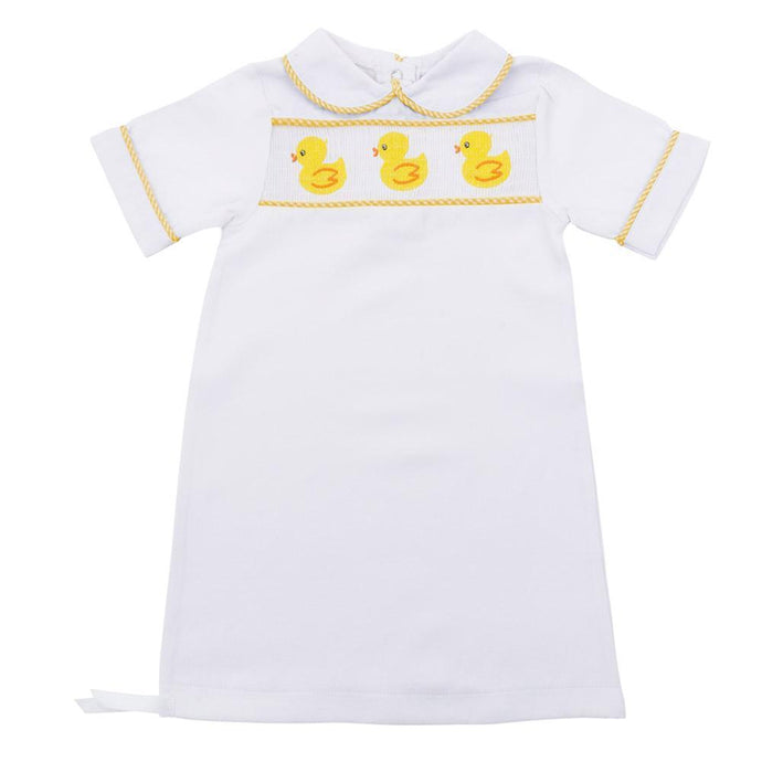 Yellow Duck Smocked Boy Day Gown