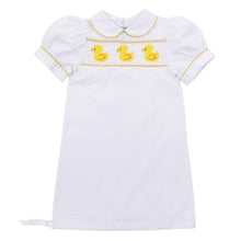Load image into Gallery viewer, Yellow Duck Smocked Baby Girl Day Gown
