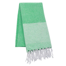 Load image into Gallery viewer, Green fringe beach towel 
