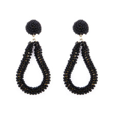 Load image into Gallery viewer, Black Bead Loop Earrings
