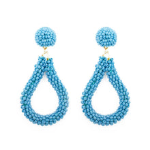 Load image into Gallery viewer, Blue Bead Loop Earrings
