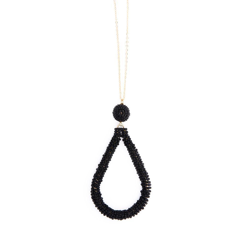 Black Bead Loop Necklace