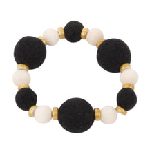 Load image into Gallery viewer, Front view of our Black Felt Bead Bracelet
