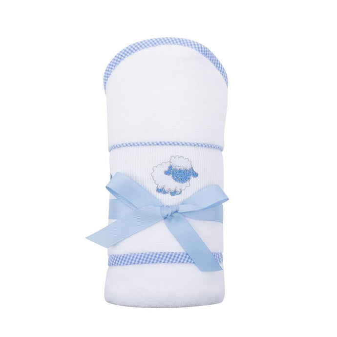 Blue Lamb Smocked Baby Hooded Towel