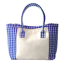 Load image into Gallery viewer, Blue gingham tote bag
