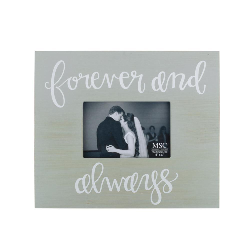 Gray box style frame with Forever and always hand lettered font 