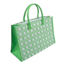 Load image into Gallery viewer, green bamboo box tote 
