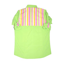 Load image into Gallery viewer, Back view of our Lime Button-Up Cover Up Shirt
