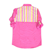 Load image into Gallery viewer, Back view of our Pink Button-Up Cover Up Shirt
